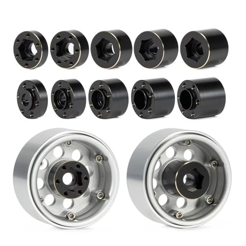 4pcs Brass Weights Wheel Hex Hub Widen Adapter for 1/10 RC Crawler 1.9 2.2 Wheels Rims SCX10 TRX4 Black (6mm) - size: 6mm