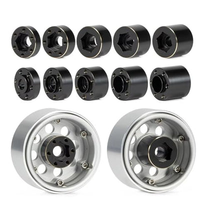 4pcs Brass Weights Wheel Hex Hub Widen Adapter for 1/10 RC Crawler 1.9 2.2 Wheels Rims SCX10 TRX4 Black (6mm) - size: 6mm