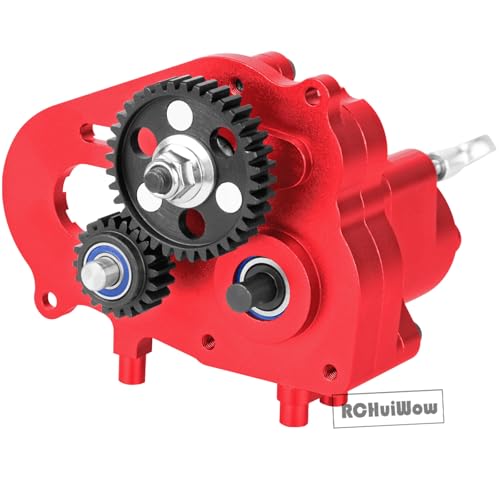 RC Transmission w/Gear Upgrades Part for 1/10 SCX10 AXI03004 Capra 1.9 UTB,Aluminium Alloy Complete Gearbox Transmission Case with Gear,Red - color: Red(1set)