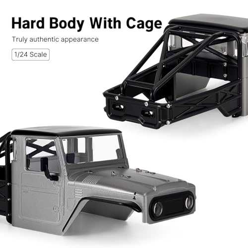 INJORA IR40-24 Half Truck Hard Body with Cage for 1/24 SCX24 Upgrade(Grey) - color: Grey