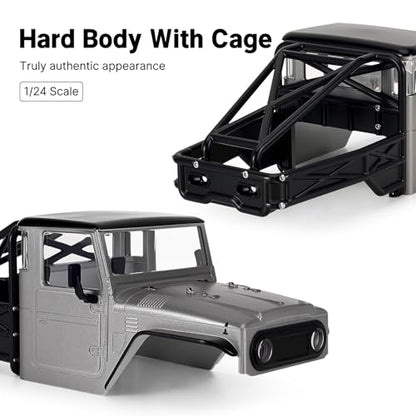INJORA IR40-24 Half Truck Hard Body with Cage for 1/24 SCX24 Upgrade(Grey) - color: Grey