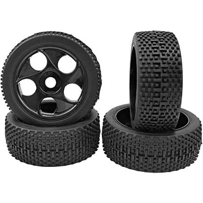 17mm Hex Hub 4.4''OD Rubber Tires & Plastic Wheel Rim with Foam Compatible with Arrma Python Mega HSP Redcat Kyosho ExceedRC Traxxas Losi HPI 1/8 Off-Road RC Buggy