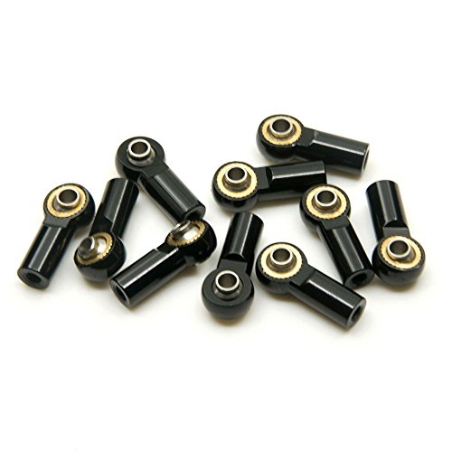 10Pcs M3 Aluminum Ball Head Holder Link Rod Ends Joint Linkage for 1/10 RC Axial SCX10 F350 D90 Etc. RC Crawler Accessories (Black)