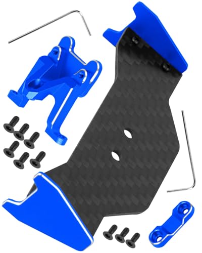 RC Carbon Fiber Tail Wing/Aluminum Wing Mount Upgrade Parts for 1/24 Micro-B 2S 2WD RTR Race Buggy（LOS00007,Navy Blue(LOS-1771,LOS-1770) - color: Navy Blue-(upgrades Part）