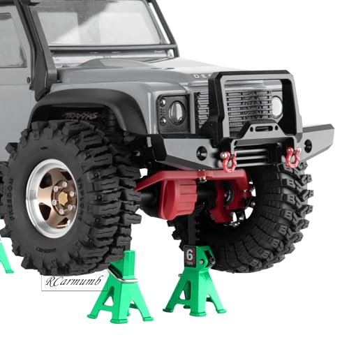 2-Pack RC Work Stand Bundle for 1/18 1/24 1/30 1/32 TRX4M K10 SCX24 FCX24 K5 AX24 SCX30 Ascent-32, 360° Rotating Display Stand & Height Adjustable Lift Table w/ 4 Pcs Jack Stands,Red & Black w/Green - color: Black&red&green(1set)