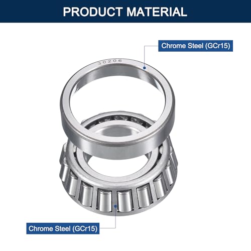 2 Pack 30206 Tapered Roller Bearing Cone and Cup Set | 30mm Bore 62mm OD 17.5mm Cup Width, Chrome Steel Wheel Bearings, ABEC-3 - size: 30206