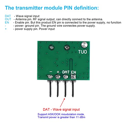 5pcs 433mhz Wireless RF Transmitter and Receiver with Antenna Ask Remote Control Module DIY Kit for Arduino