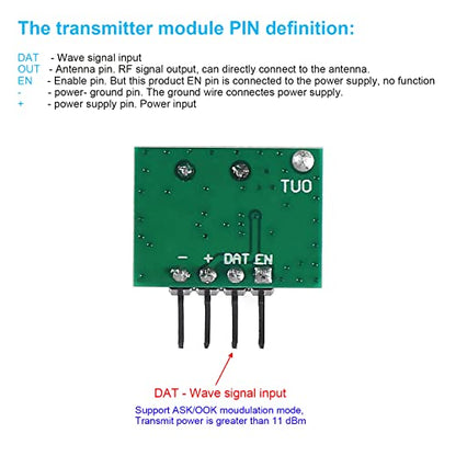 5pcs 433mhz Wireless RF Transmitter and Receiver with Antenna Ask Remote Control Module DIY Kit for Arduino