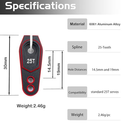 Aluminum 25T Servo Horn for 1/8 1/10 RC Off Road Crawler Drift Car(Red) | Servo Arm Compatible with Futaba Savox Power HD HSP Servos Motor,CNC Machined,High Strength,Precision Fit - color: 3 Black Red Packs