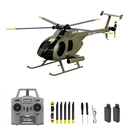 Remote Control Helicopter, C189 MD500 RC Helicopter Model, 1/28 Scale 4CH Single-Rotor Helicopters with 6-Axis Gyro and Brushless Motor, 2.4GHz RC Aircraft for Adults, 2 Batteries (Green) - color: Green