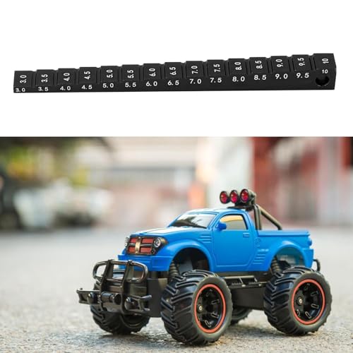 RC Ride Height Gauge 1/10, RC Camber Gauge Aluminum Alloy RC Ride Height and Camber Gauge Kit for 1/10 RC Drift Car, 0.1 to 0.4in Adjustment Range (Black) - color: Black