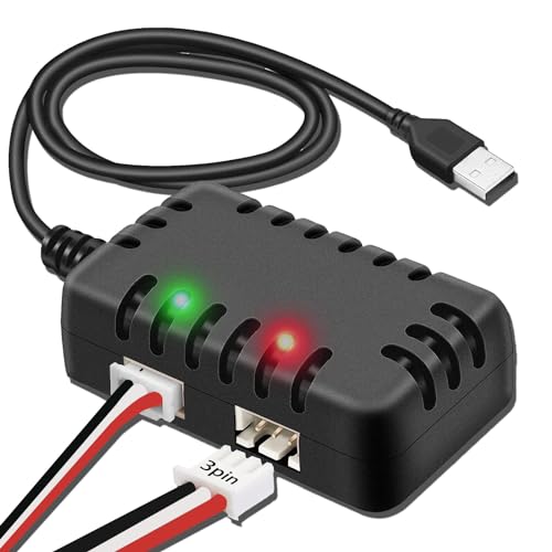 7.4V Lipo Battery Charger - RC Car Balance Chargers USB Cable 2-in-1 with XH-3P Plug 1A for 2S Batteries RC Cars Drone Boat Airplane Truck Quadcopter Airsoft SCX24 SCX10