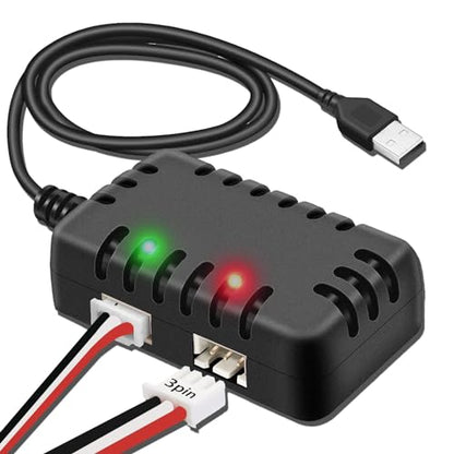 7.4V Lipo Battery Charger - RC Car Balance Chargers USB Cable 2-in-1 with XH-3P Plug 1A for 2S Batteries RC Cars Drone Boat Airplane Truck Quadcopter Airsoft SCX24 SCX10