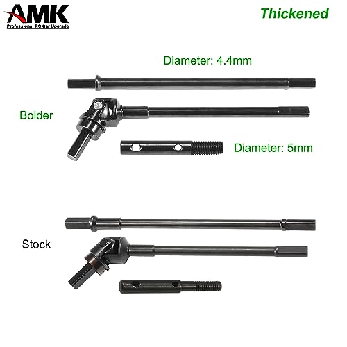 AMK Steel Rear Thickened Capra Driveshaft 4.4mm Bold UTB10 CVD Drive Shaft with Portal Stub Axles for 1/10 RC Crawler Axial Capra F9 Upgrades (Front + Rear + 4Pcs Stub Axle) - color: Front + Rear + 4pcs Stub Axle