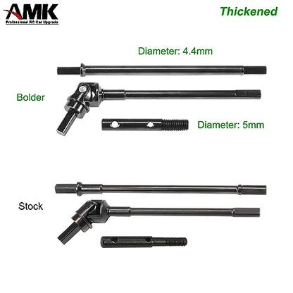 AMK Steel Rear Thickened Capra Driveshaft 4.4mm Bold UTB10 CVD Drive Shaft with Portal Stub Axles for 1/10 RC Crawler Axial Capra F9 Upgrades (Front + Rear + 4Pcs Stub Axle) - color: Front + Rear + 4pcs Stub Axle
