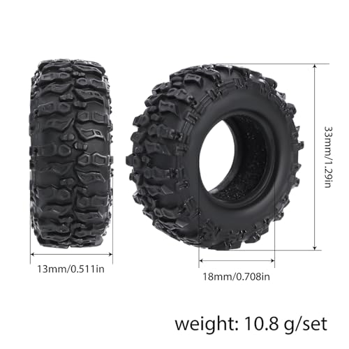 4Pcs 0.7 Inch Soft Rubber Tires with Foam Inserts for 1/30 Scale RC Crawler Axial SCX30 Upgrade Parts Accessories (C 33mm*13mm)