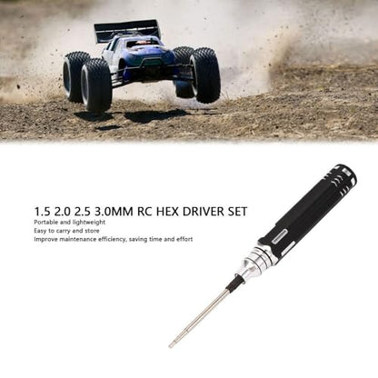 RC Hex Screwdriver Set 4-Piece - Compatible with SCX10 Crawlers 1.5-3.0mm Chrome Vanadium Tools for RC Car Maintenance