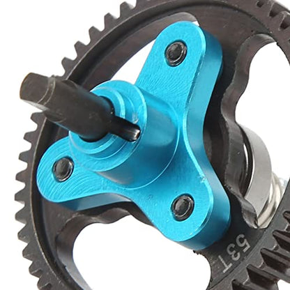 53T Aluminum Alloy Steel Hollow Differential Gear Complete Slipper Clutch, for TraxxasSlash 2 Wheel Drive 1/10 RC Car, 53T Differential Gear Slipper Clutch Assembly (Blue)