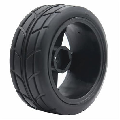 66mm 4PCS 1/10 RC On-Road tires and Hard Plastic wheels set Hex 12mm For WRC Drift Car Conversion 1/10 RC On-Road Car Traxxas Tamiya FW06 TT02 HPI HSP 94122 Kyosho%T065 (black) - color: black
