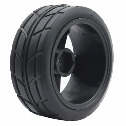 66mm 4PCS 1/10 RC On-Road tires and Hard Plastic wheels set Hex 12mm For WRC Drift Car Conversion 1/10 RC On-Road Car Traxxas Tamiya FW06 TT02 HPI HSP 94122 Kyosho%T065 (black) - color: black