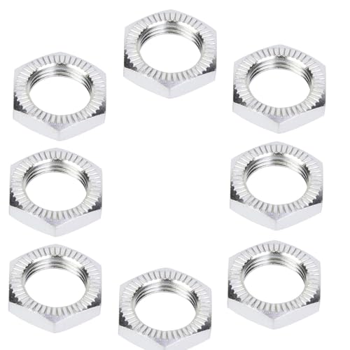 Aluminum 17mm Wheel Nut Thread 1.0mm for 1/7 1/8 RC Model Car ARRMA 6s HSP Redcat Himoto Monster Trucks Off Road Buggy Upgraded Parts 16 pcs/Set (Silver) - color: silver