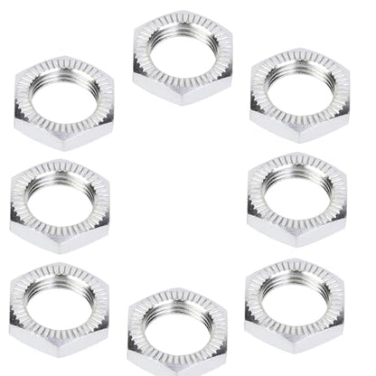 Aluminum 17mm Wheel Nut Thread 1.0mm for 1/7 1/8 RC Model Car ARRMA 6s HSP Redcat Himoto Monster Trucks Off Road Buggy Upgraded Parts 16 pcs/Set (Silver) - color: silver