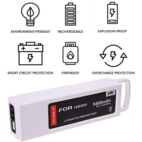 2-Pack 5400mAh 11.1V Replacement Batteries for Yuneec Q500 Series - High Capacity Rechargeable Battery Pack, Extended Flight Drone Battery
