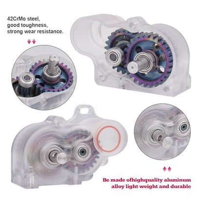 HobbyPark LCG Complete Transmissions Gearbox for 1/10 RC Crawler SCX10 SCX10 II | Low Center of Gravity, Lightweight Design, Hardened Steel Gears | Ideal for Custom LCG Builds (Transparent) - color: Transparent