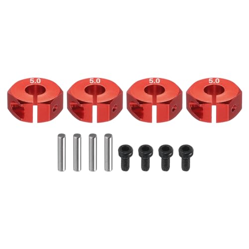 MECCANIXITY Aluminum 12mm Wheel Hex Hubs Drive Adapters Red 5mm Thickness with Screws and Pins for RC Car Upgrade Replacement Parts 4Pcs - color: Red, size: 5mm