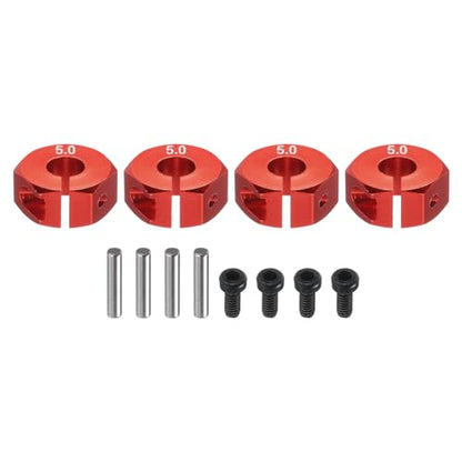 MECCANIXITY Aluminum 12mm Wheel Hex Hubs Drive Adapters Red 5mm Thickness with Screws and Pins for RC Car Upgrade Replacement Parts 4Pcs - color: Red, size: 5mm