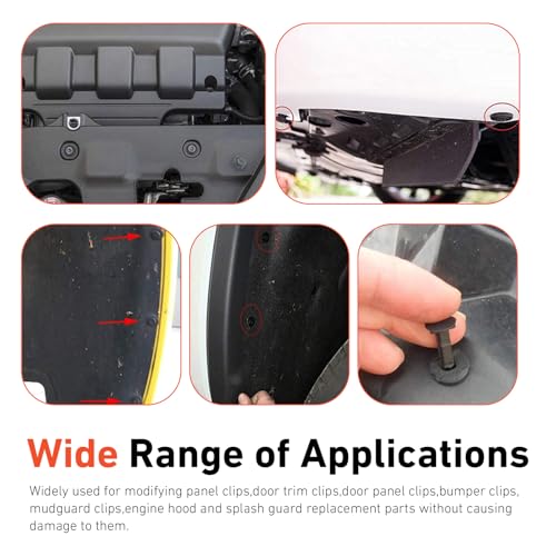 240 PCS Bumper Retainer Clips, Multiple Sizes Car Fender Fastener Rivets, Push Sturdy Material Auto Body Door Panel Trim Panel Fender Retainer Set, Universal for Car, SUV, Truck (Black)