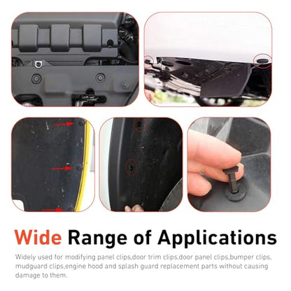 240 PCS Bumper Retainer Clips, Multiple Sizes Car Fender Fastener Rivets, Push Sturdy Material Auto Body Door Panel Trim Panel Fender Retainer Set, Universal for Car, SUV, Truck (Black)