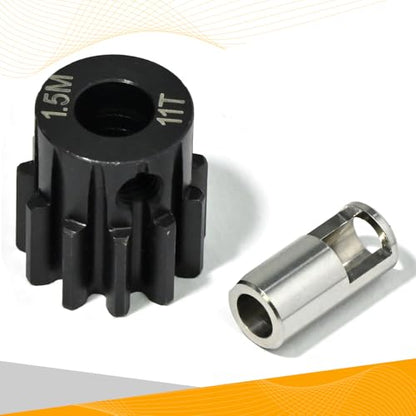 M1.5 11T Pinion Gear 8mm Bore with 8mm to 5mm Shaft Adapter Sleeve, Chromium Steel Motor Gear with Set Screw & Hex Key for Traxxas ARRMA Losi 1/5 1/8 RC Cars - size: 11T