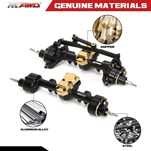 RCAWD Front Rear Portal Axle Set for Axial SCX24 Wrangler Bronco Gladiator C10 Deadbolt Crawlers Upgrade Parts (Black) - color: Black