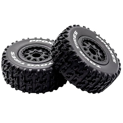 1/10 RC Short Course Truck Tires OD 110mm and Wheels 12mm Hex OD 4.41" RC Off Road Tyres for 1:10 Scale RC Truck Car Traxxas Slash 2WD 4×4 Rc4wd Arrma Senton Axial Losi Redcat 4PCS