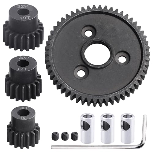 RC Metal Steel 54T 32P Spur Gear with 15T/17T/19T Pinions Gear Set Replace 3956 for Traxxas Slash 4x4 4WD/2WD/VXL Rally/Stampede 4x4 VXL/Summit/E-REVO/T-Maxx/Rustler 4X4 VXL