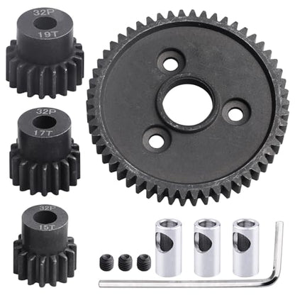 RC Metal Steel 54T 32P Spur Gear with 15T/17T/19T Pinions Gear Set Replace 3956 for Traxxas Slash 4x4 4WD/2WD/VXL Rally/Stampede 4x4 VXL/Summit/E-REVO/T-Maxx/Rustler 4X4 VXL