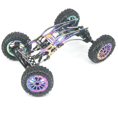 Titanium LCG Chassis Frame Kit with Brass Skid Plate, Steel Driveshaft, Aluminum Links for Axial SCX24 1/24 RC Crawler