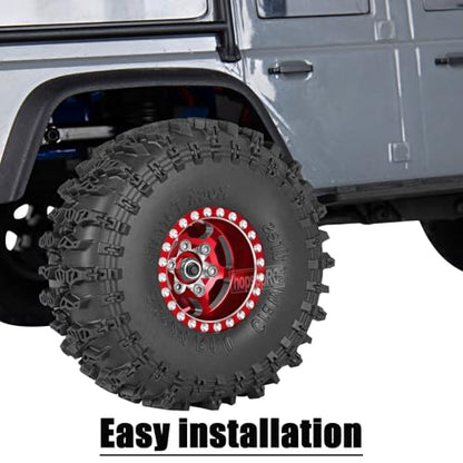 RC 1.0in Beadlock RC Truck Tires Wheels Tires for 1/18 1/24 Trx4m SCX24 RC Crawler.Aluminum 1.0in Beadlock Wheel Rim&1.0in Tires Tyres.Red(4PCS) - color: Red(4pcs）