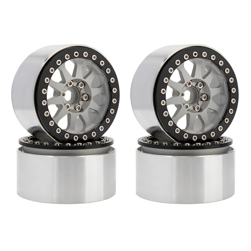 MEUS RACING 2.2 Beadlock Wheels Rims Deep-Dish Wheel for Axial SCX10 Traxxas TRX4 Vanquish VS4-10 Redcat Gen8 1/10 RC Crawler Upgrades (Silver) - color: Silver