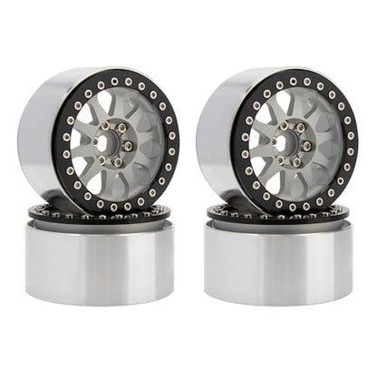 MEUS RACING 2.2 Beadlock Wheels Rims Deep-Dish Wheel for Axial SCX10 Traxxas TRX4 Vanquish VS4-10 Redcat Gen8 1/10 RC Crawler Upgrades (Silver) - color: Silver