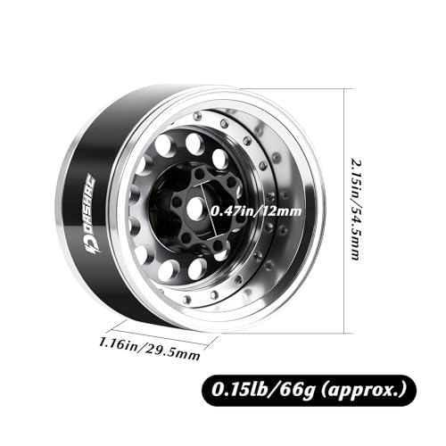 RC 1.9" Beadlock Wheels with Adjustable Offset for TRX4 SCX10 | Aluminum Alloy, Adjustable Negative Offset, 12mm Hex, Fits GEN7 GEN8 VS4-10 RC4WD & D90 1/10 RC Crawlers - color: Space Grey