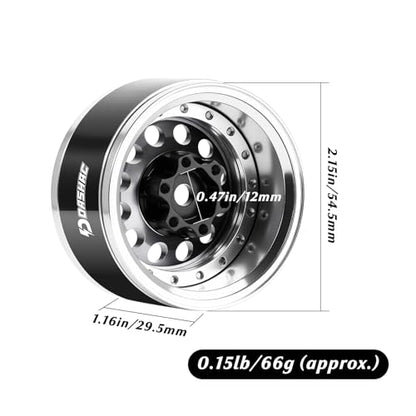 RC 1.9" Beadlock Wheels with Adjustable Offset for TRX4 SCX10 | Aluminum Alloy, Adjustable Negative Offset, 12mm Hex, Fits GEN7 GEN8 VS4-10 RC4WD & D90 1/10 RC Crawlers - color: Space Grey