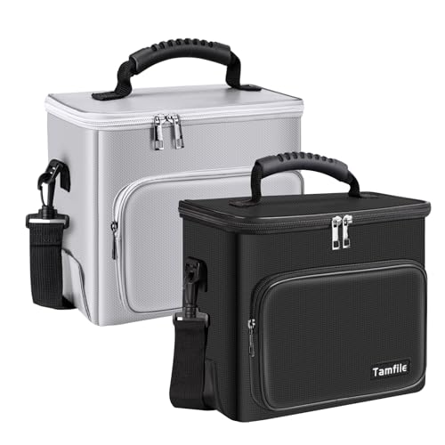 Tamfile Fireproof Lipo Battery Bag with 4200°F Heat Insulated, 2PCS | Fireproof Battery Pack with Pockets,Explosionproof Lipo Safe Bag for Storage,Transport and Charging, Black + Silver - color: Black+Silver