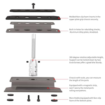 Hobbypark RC Car Work Stand Aluminum Alloy for 1:10 1:12 1:16 1:18 Scale Trucks Buggies On Road Touring Drift