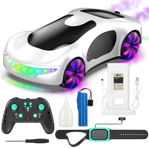 HuiJuKeJi Gesture Sensing RC Stunt Car with USB Charging Dock, 360° Rotate Drift Car, 2.4GHz Dual Remote Control, Cool Spray Mist & LED Lights, Birthday Gift for Kids Boys Girls Age 6-12