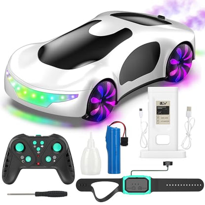 HuiJuKeJi Gesture Sensing RC Stunt Car with USB Charging Dock, 360° Rotate Drift Car, 2.4GHz Dual Remote Control, Cool Spray Mist & LED Lights, Birthday Gift for Kids Boys Girls Age 6-12