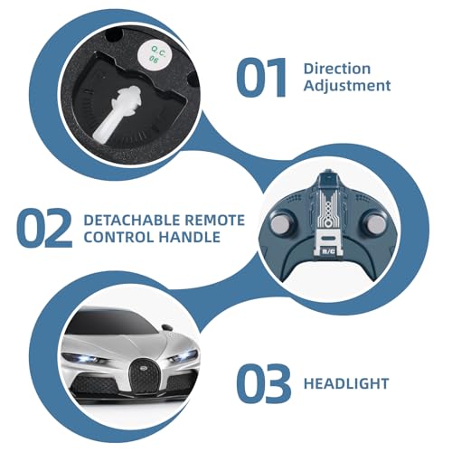 MIEBELY 1/24 Licensed Bugatti Chiron RC Car Rechargeable Toy for Kids 6-12 | Officially licensed;2.4GHz control;LED;rechargeable 3.7V battery;sturdy ABS;indoor/outdoor play;gift for boys & collectors - style: Bugatti Chrion