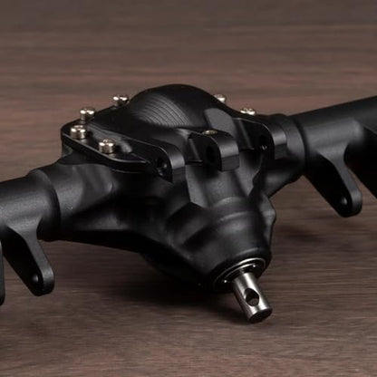 Machined Aluminum Straight Axle Set with SOA Servo Mount Black Silver Anodized for Axial SCX10 II VS4-10 1/10 RC Rock Crawler (Black Rear Axle) - color: Black Rear Axle