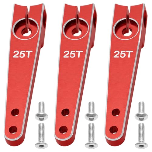 3Pack Vgoohobby 25T Servo Arm Horn Aluminum 25 Teeth Steering Arms Compatible with Futaba Hitec Savox Power HD Servo Motors Fit RC Crawler Car Airplane Plane Boat (1.5inch,Red) - color: Red, size: 1.5inch